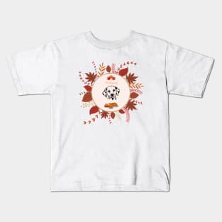 Cute Dalmatian Dog with Thanksgiving Theme Kids T-Shirt